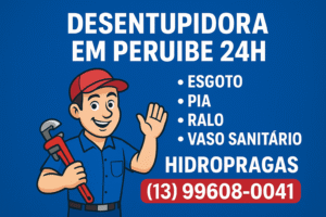Leia mais sobre o artigo Desentupidora em Peruíbe 24 Horas – Soluções rápidas e eficientes para todos os seus problemas de entupimentos. Ligue agora mesmo! (13) 99608-0041.