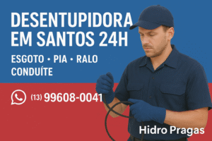 Leia mais sobre o artigo Desentupidora em Santos 24 Horas – Resolvemos problemas de Entupimento em Santos imediatamente, com serviço profissional e preço promocional. Entre em Contato Agora Mesmo! (13) 99608-0041.