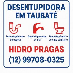 Leia mais sobre o artigo Desentupidora em Taubaté 24hs – Quer saber quanto custa o desentupimento em sua residência ou empresa? Faça um orçamento rápido e sem compromisso com a Hidro Pragas Desentupidora em Taubaté. Ligue agora mesmo! (12) 99708-0325